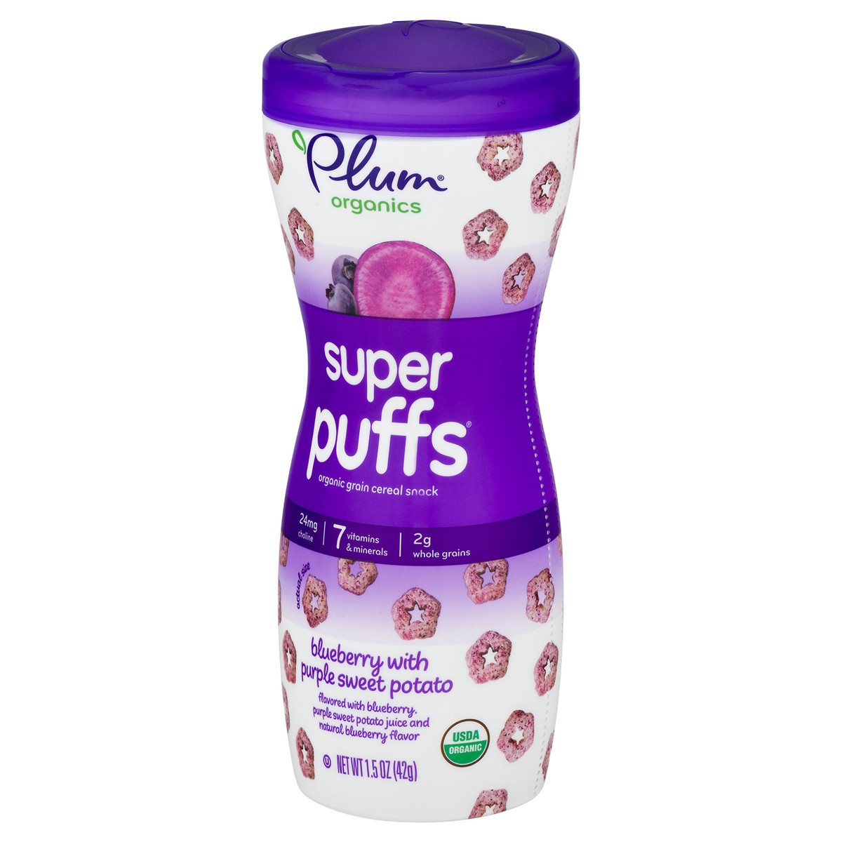 slide 2 of 7, Plum Organics Organic Blueberry with Purple Sweet Potato Super Puffs 1.5 oz, 1.5 oz