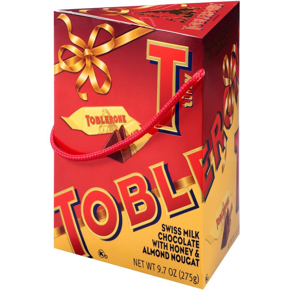 slide 11 of 12, Toblerone Tiny Swiss Milk Chocolate Candy Bars with Honey and Almond Nougat, Holiday Chocolate Gift Box, 9.7 oz, 9.7 oz