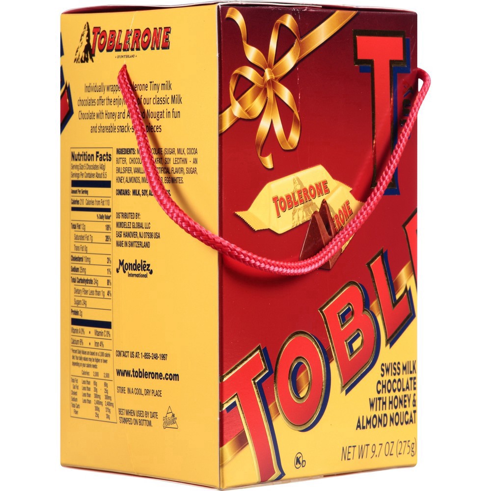 slide 5 of 12, Toblerone Tiny Swiss Milk Chocolate Candy Bars with Honey and Almond Nougat, Holiday Chocolate Gift Box, 9.7 oz, 9.7 oz