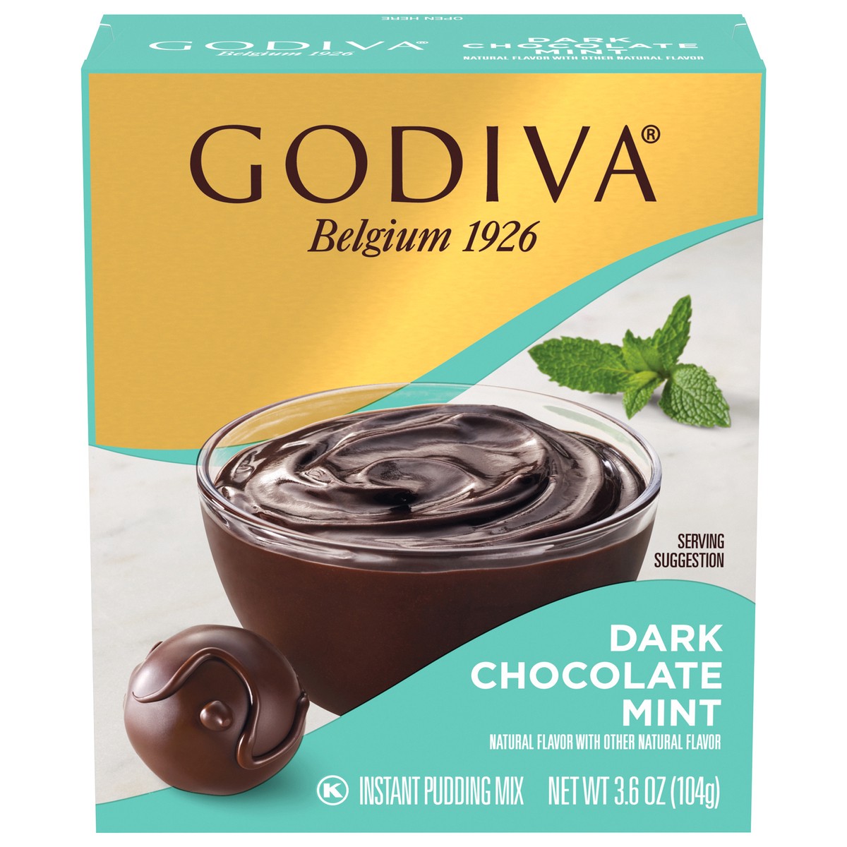 slide 1 of 10, Godiva Dark Chocolate Mint Instant Pudding Mix, 3.7 oz