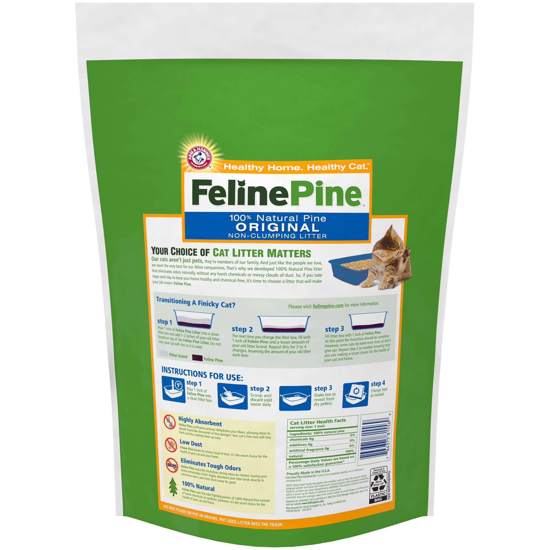 slide 4 of 5, Feline Pine Arm & Hammer Feline Pine 100% Natural Pine Original Non-Clumping Litter, 7 lb, 7 lb