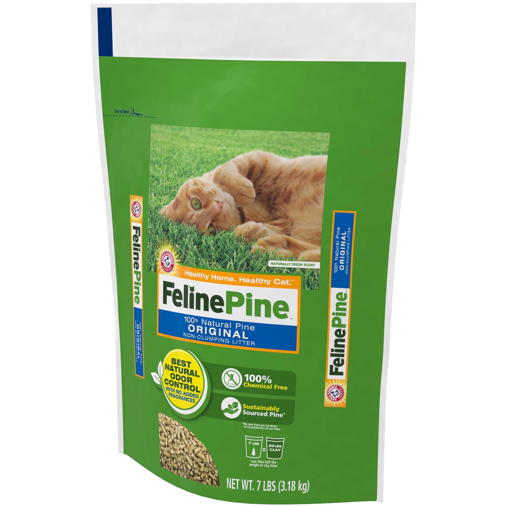 slide 2 of 5, Feline Pine Arm & Hammer Feline Pine 100% Natural Pine Original Non-Clumping Litter, 7 lb, 7 lb