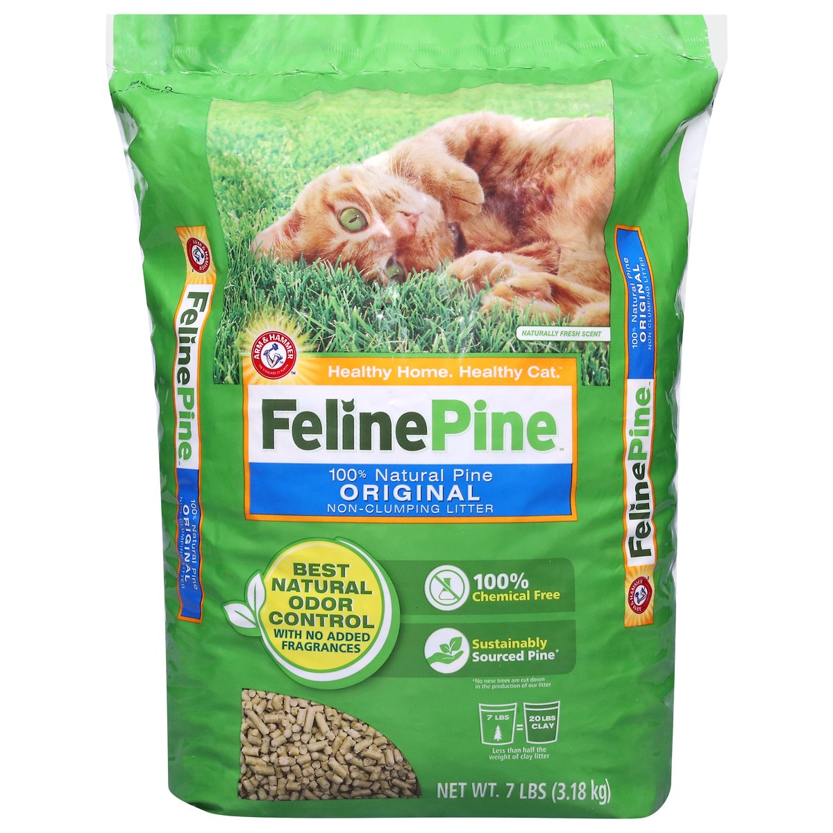 slide 1 of 5, ARM & HAMMER FelinePine Original Non-Clumping Cat Litter 7 lb, 7 lb