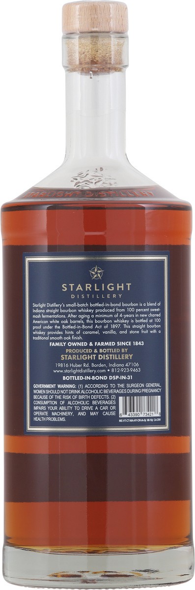 slide 4 of 11, Starlight Distillery Indiana Straight Small Batch Bourbon Whiskey 750 ml, 750 ml