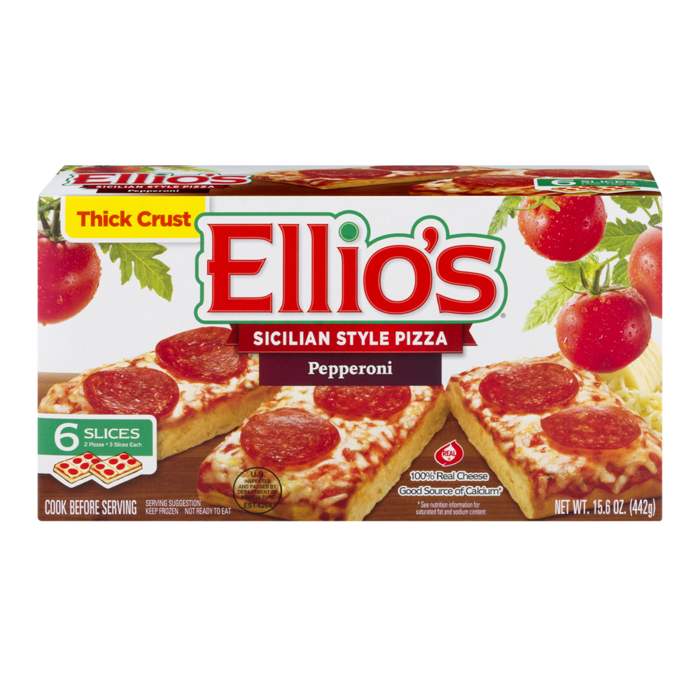 slide 1 of 1, Ellio's Pizzeria Style Thick Crust Pepperoni Pizza, 15.6 oz