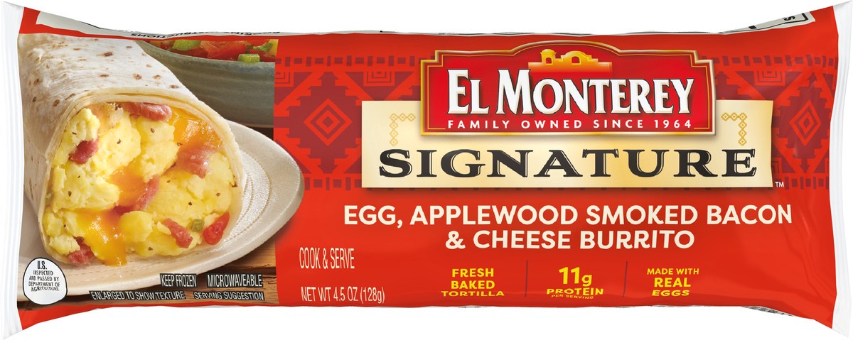 slide 8 of 9, El Monterey Egg, Cheese & Bacon Burrito, 4.5 oz