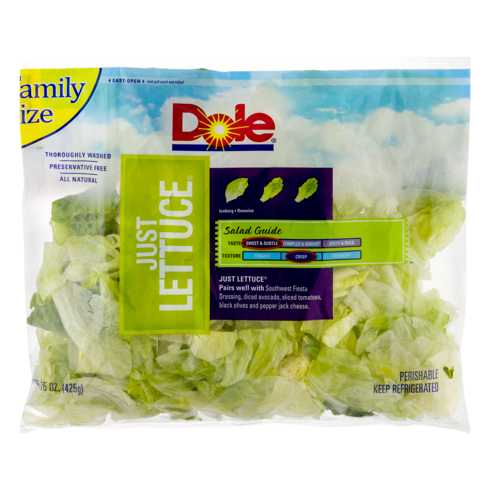 slide 1 of 1, Dole Family Size Salad Kit, Just Lettuce, 15 oz