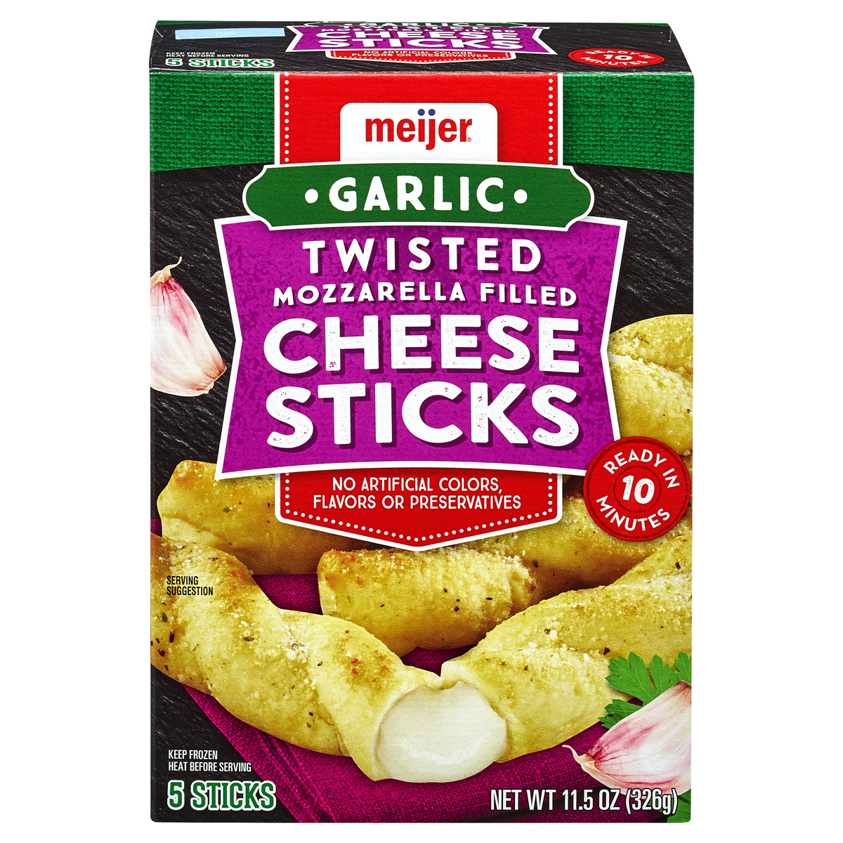 slide 1 of 4, Meijer Twisted Mozzarella Stuffed Garlic Bread Sticks, 11.5 oz