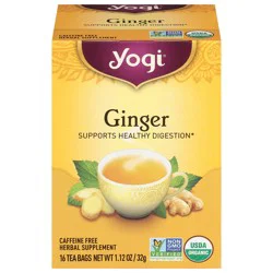 Yogi Tea Ginger, Caffeine-Free Organic Herbal Tea Bags, 16 Count