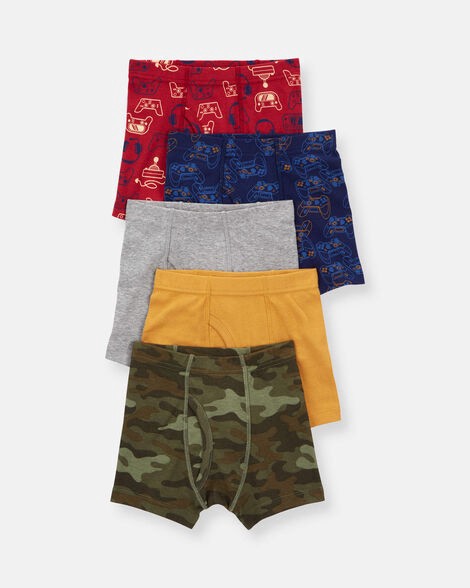 slide 1 of 1, Carter's Boys 5-Pack Camo Boxer Brief Underwear - Red/Green/Yellow Multi 14, 1 ct