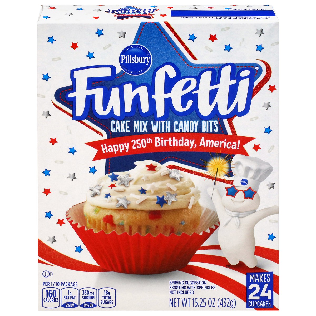 slide 1 of 15, Pillsbury Funfetti Stars And Stripes Cake, 15.25 Oz - Ea, 1 ct