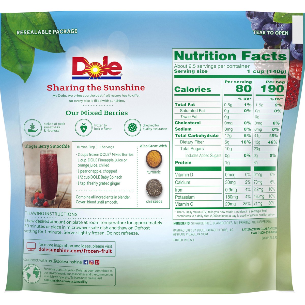 slide 7 of 9, Dole Mixed Berries, 12 oz