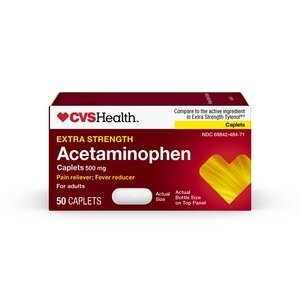 slide 1 of 1, Cvs Health Extra Strength Pain Relief, Acetaminophen Caplets, 500 Mg 50 Ct, 50 ct