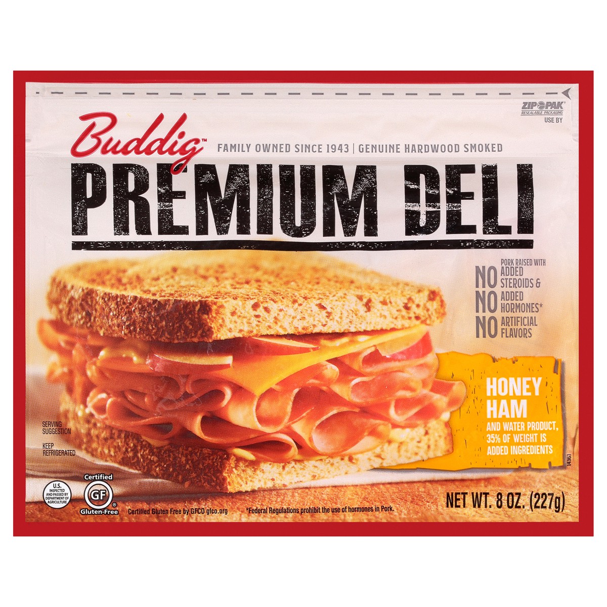 slide 3 of 6, Buddig Premium Deli Honey Ham 8 oz. ZIP-PAK, 