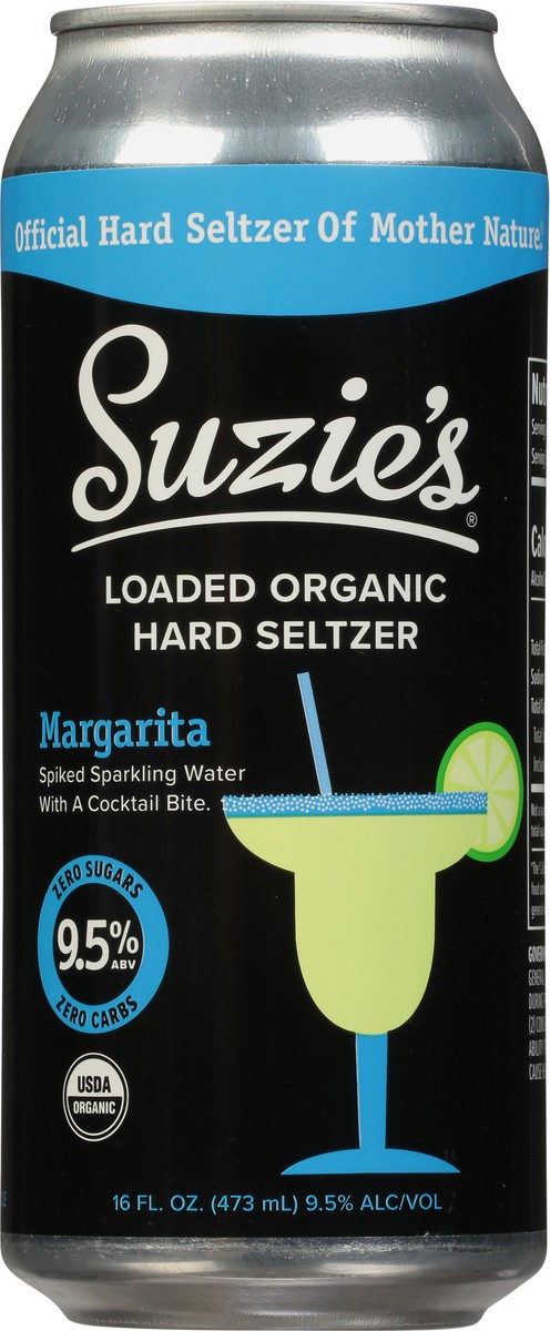 slide 12 of 12, Suzie's Loaded Organic Margarita Flavored Hard Seltzer, 4 ct; 16 fl oz