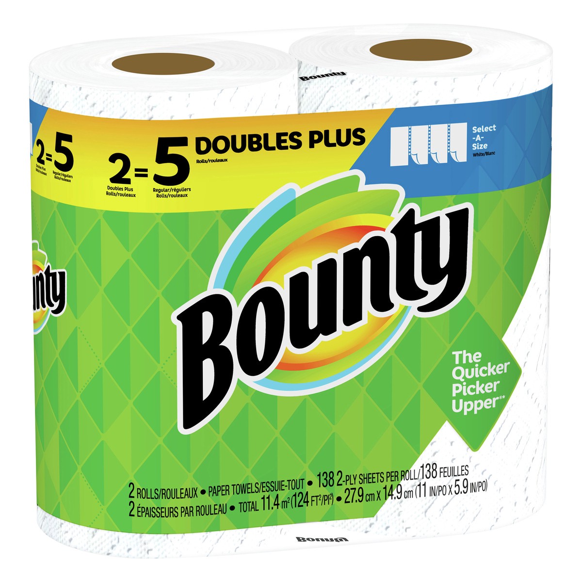 slide 2 of 5, Bounty 2-Ply Select-A-Size Double Plus Roll Paper Towels 2 ea, 2 ct