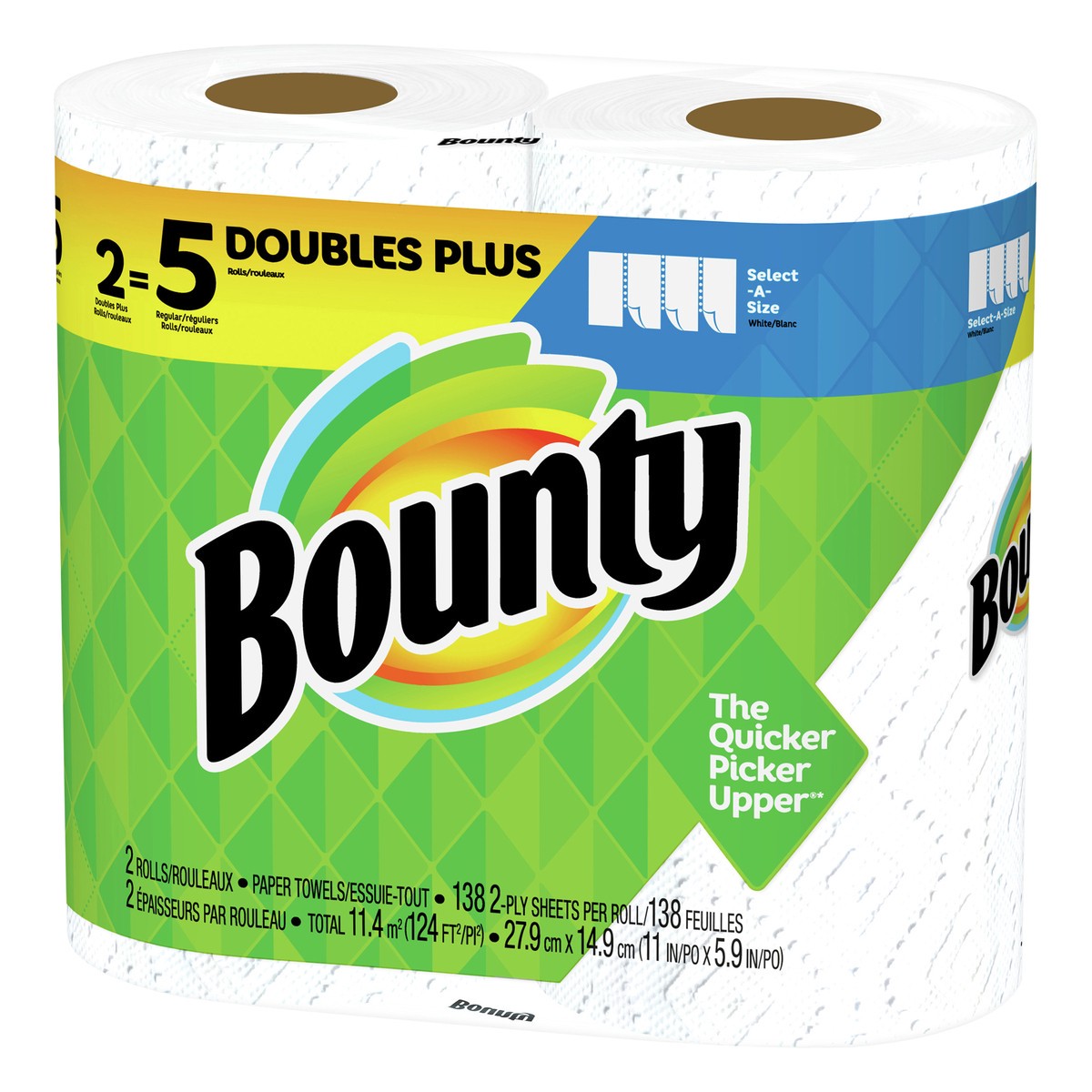 slide 3 of 5, Bounty 2-Ply Select-A-Size Double Plus Roll Paper Towels 2 ea, 2 ct