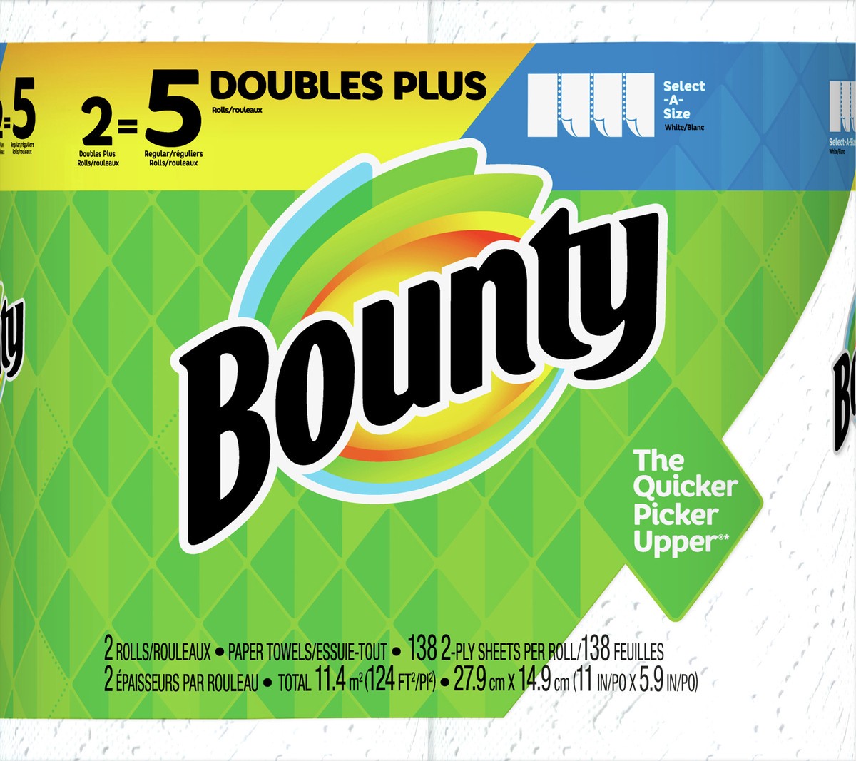 slide 5 of 5, Bounty 2-Ply Select-A-Size Double Plus Roll Paper Towels 2 ea, 2 ct