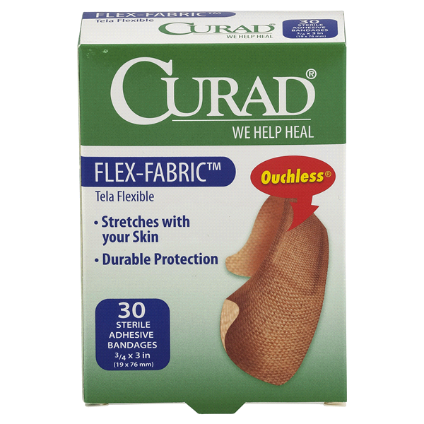 slide 1 of 1, Curad Flex-Fabric Sterile Adhesive Bandages, 30 ct