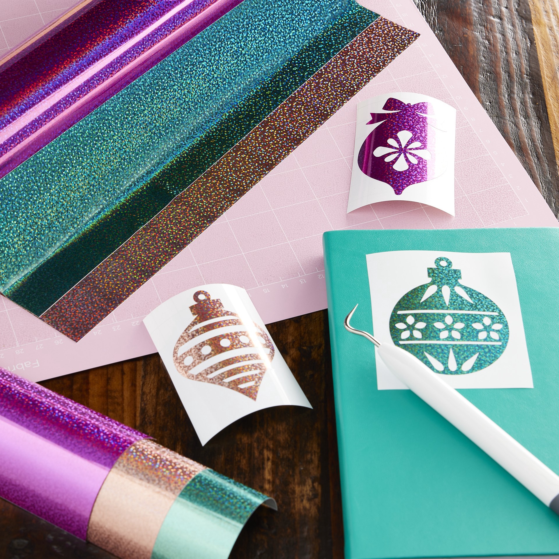 slide 5 of 5, Cricut Premium Vinyl Cherry Fiz Holographic Sparkle Sampler, 12 in x 24 in