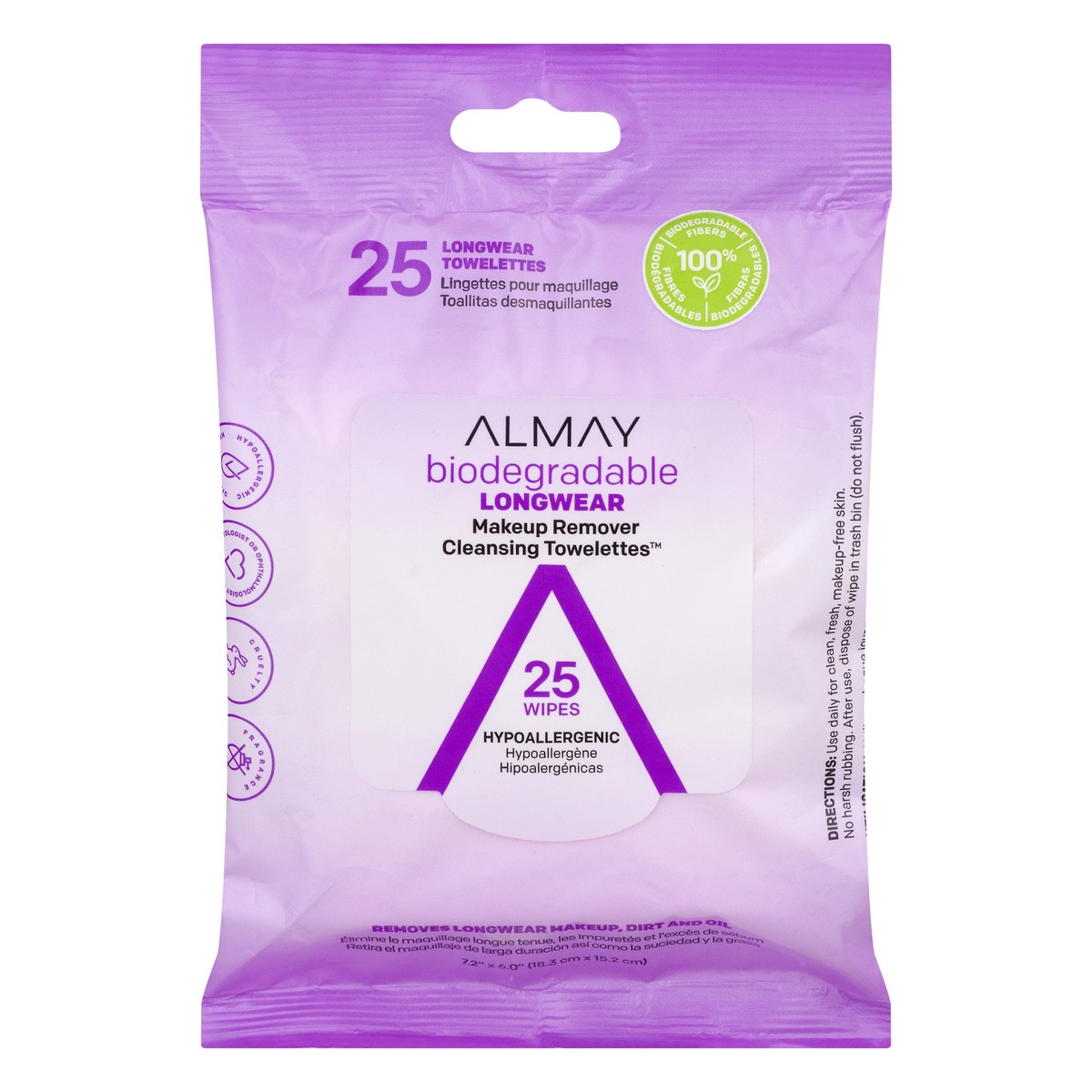 slide 12 of 12, Almay Biodegradable Longwear Makeup Remover Cleansing Towelettes, 25 ct