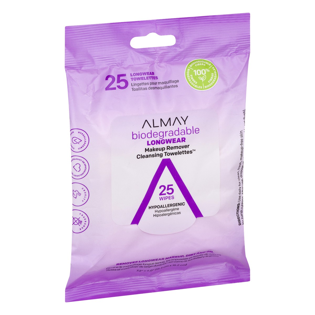 slide 6 of 12, Almay Biodegradable Longwear Makeup Remover Cleansing Towelettes, 25 ct