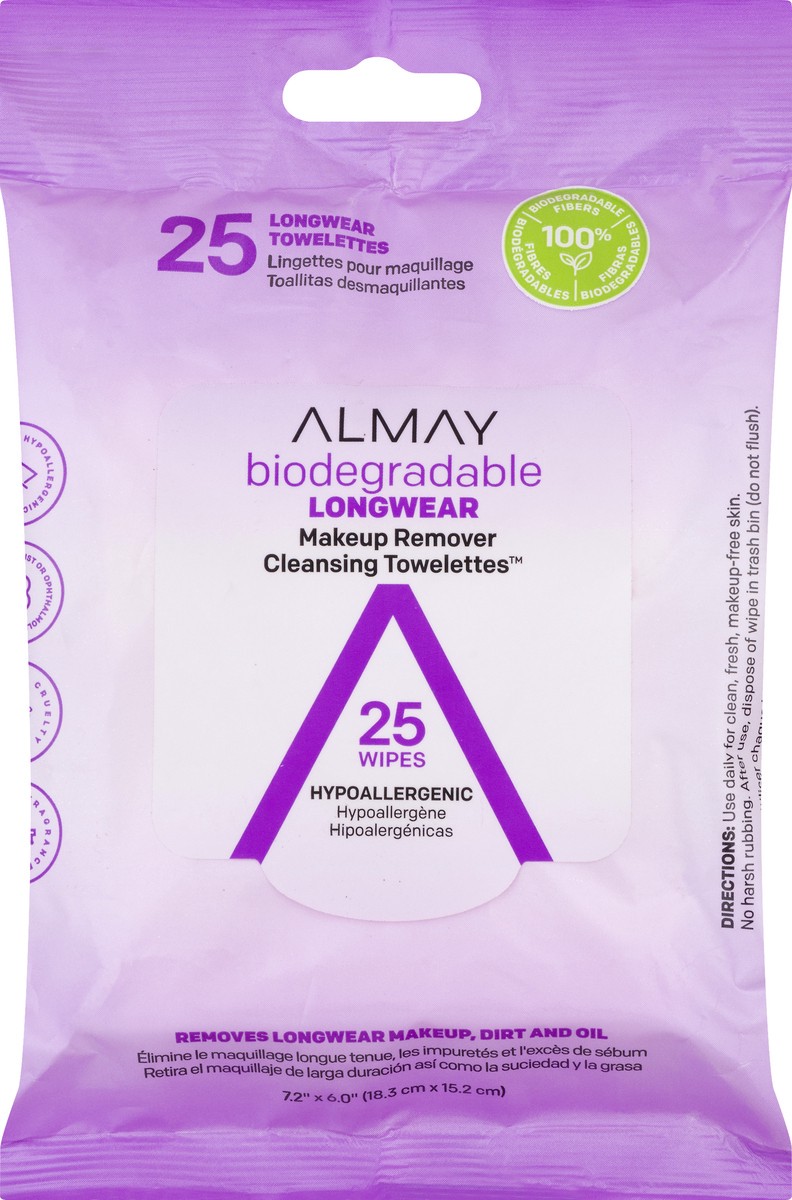 slide 9 of 12, Almay Biodegradable Longwear Makeup Remover Cleansing Towelettes, 25 ct