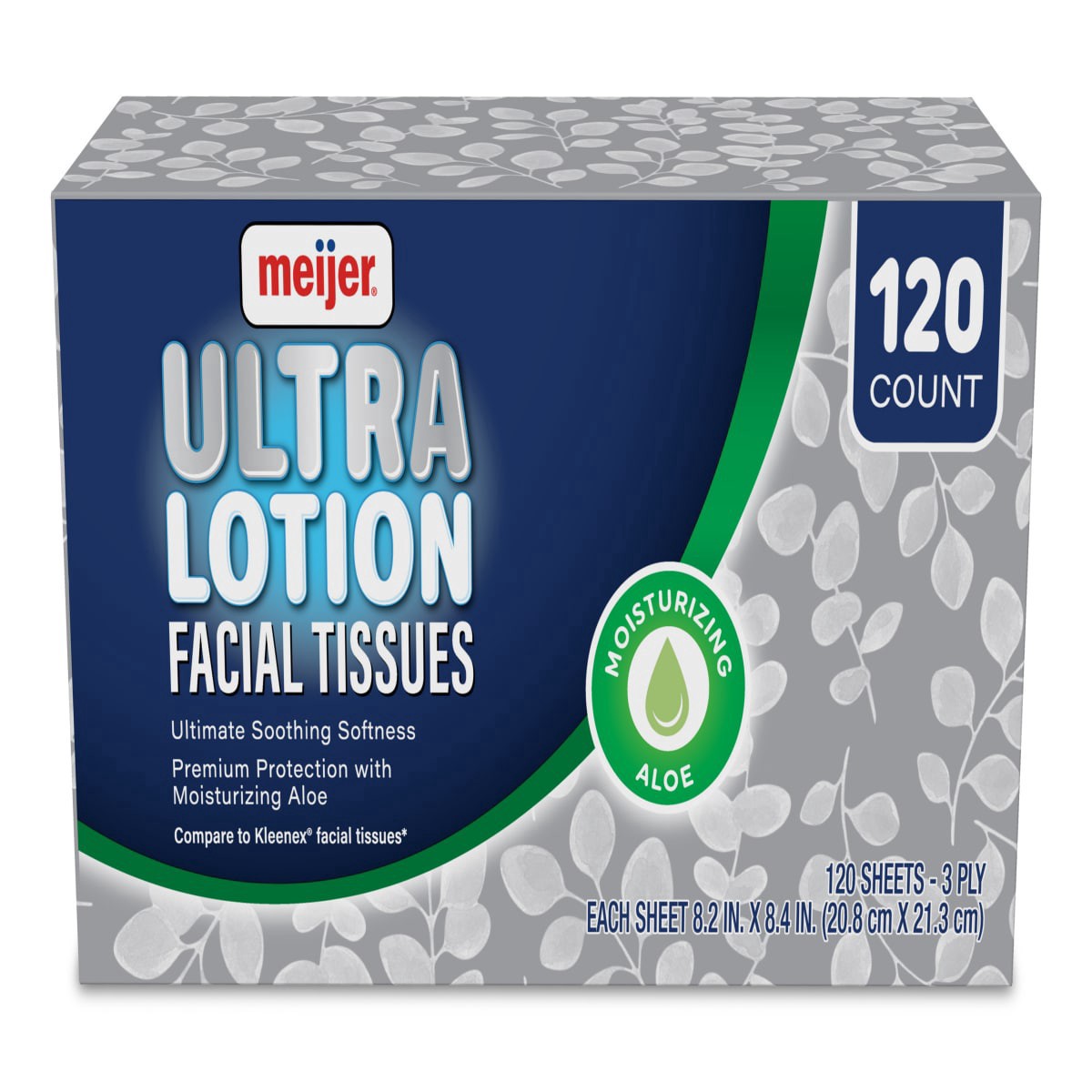 slide 1 of 9, Meijer Facial Tissues, Ultra Lotion, 120 ct