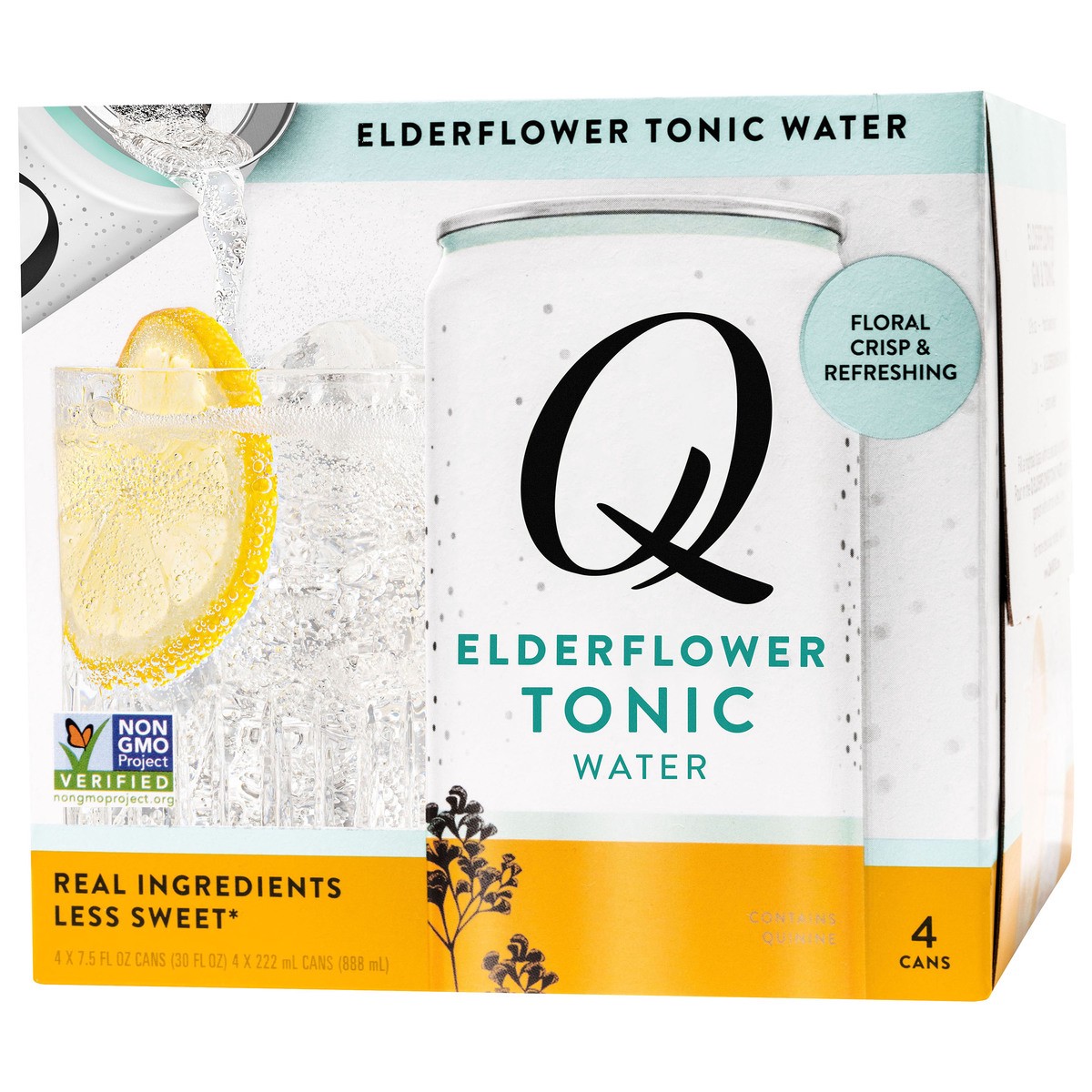 slide 5 of 10, Q Mixers Elderflower Tonic Water, Premium Cocktail Mixer Made with Real Ingredients, 7.5 Fl Oz (Pack of 4), 4 ct