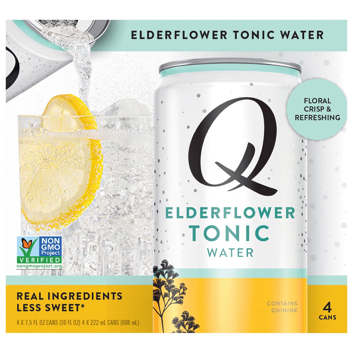 slide 1 of 10, Q Mixers Elderflower Tonic Water, Premium Cocktail Mixer Made with Real Ingredients, 7.5 Fl Oz (Pack of 4), 4 ct