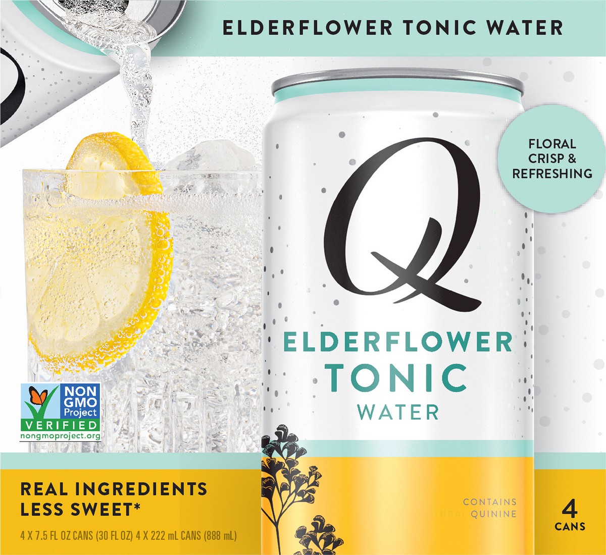 slide 7 of 10, Q Mixers Elderflower Tonic Water, Premium Cocktail Mixer Made with Real Ingredients, 7.5 Fl Oz (Pack of 4), 4 ct