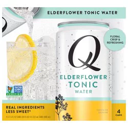 Q Drinks Mixers Elderflower Tonic Water, Premium Cocktail Mixer Made with Real Ingredients, 7.5 Fl Oz (Pack of 4)