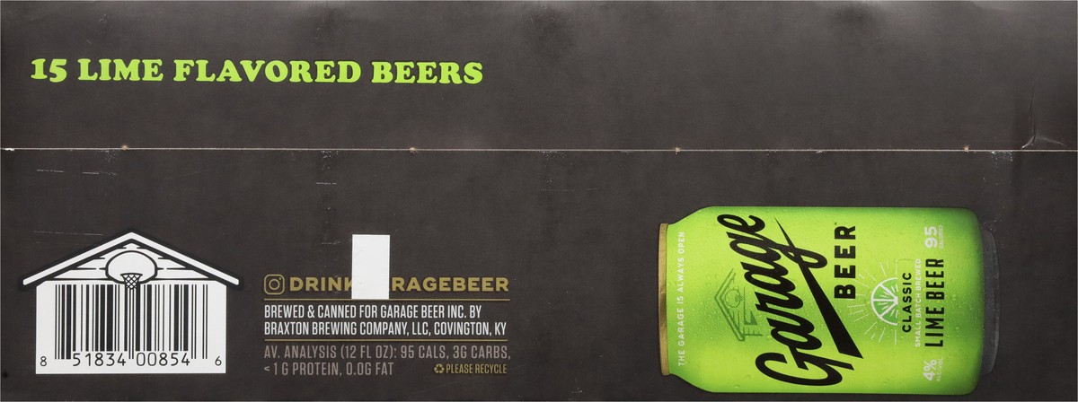 slide 2 of 12, Garage Beer Classic Lime Beer 15 - 12 fl oz Cans, 15 ct