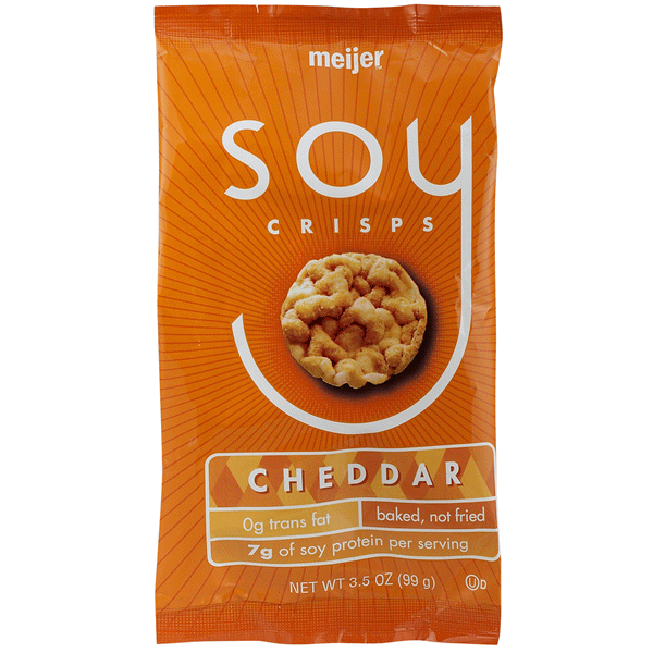 slide 1 of 1, Meijer Soy Cheddar Crisps, 3.5 oz