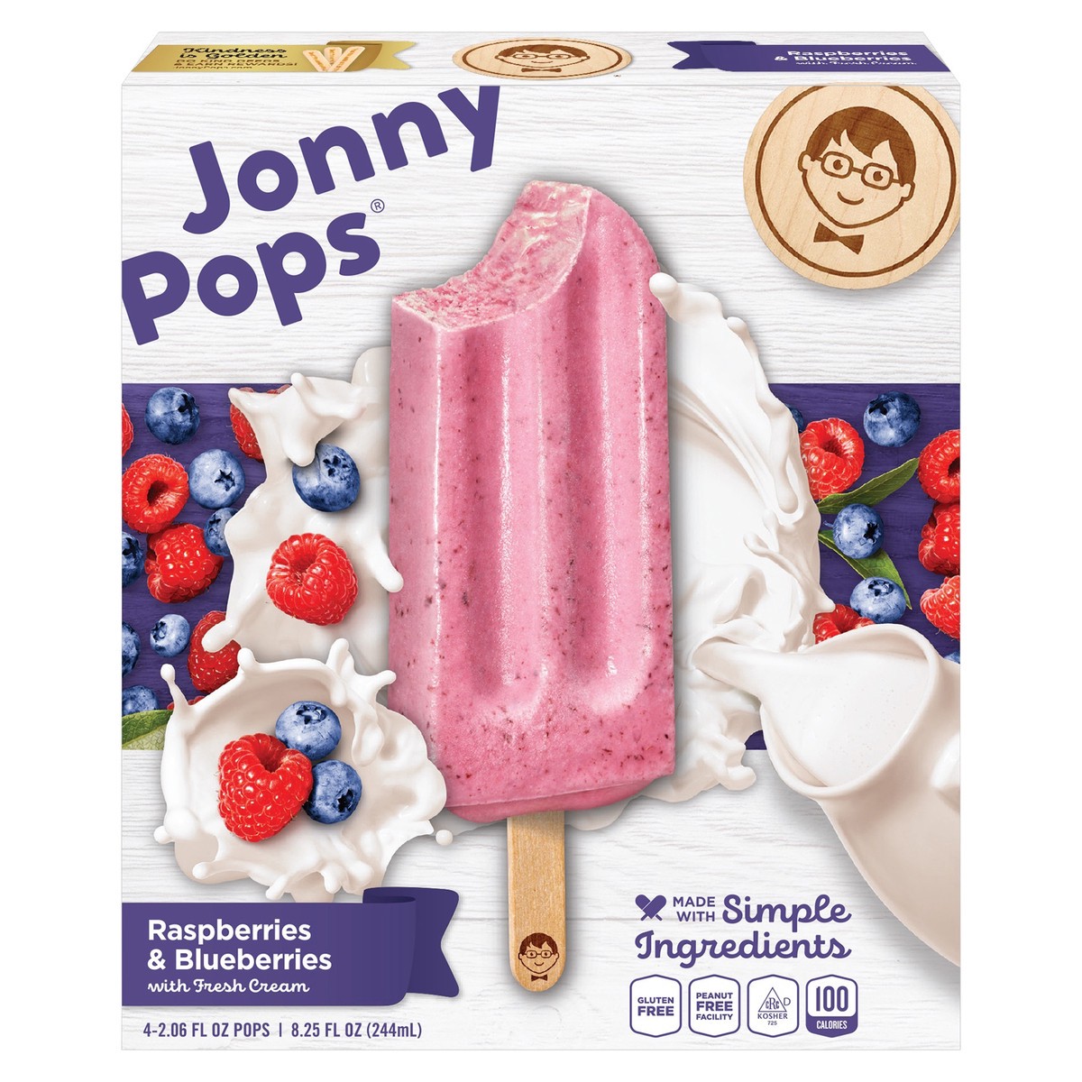 slide 1 of 14, Jonny Pops Raspberries & Blueberries with Cream 4 PK, 1 ct