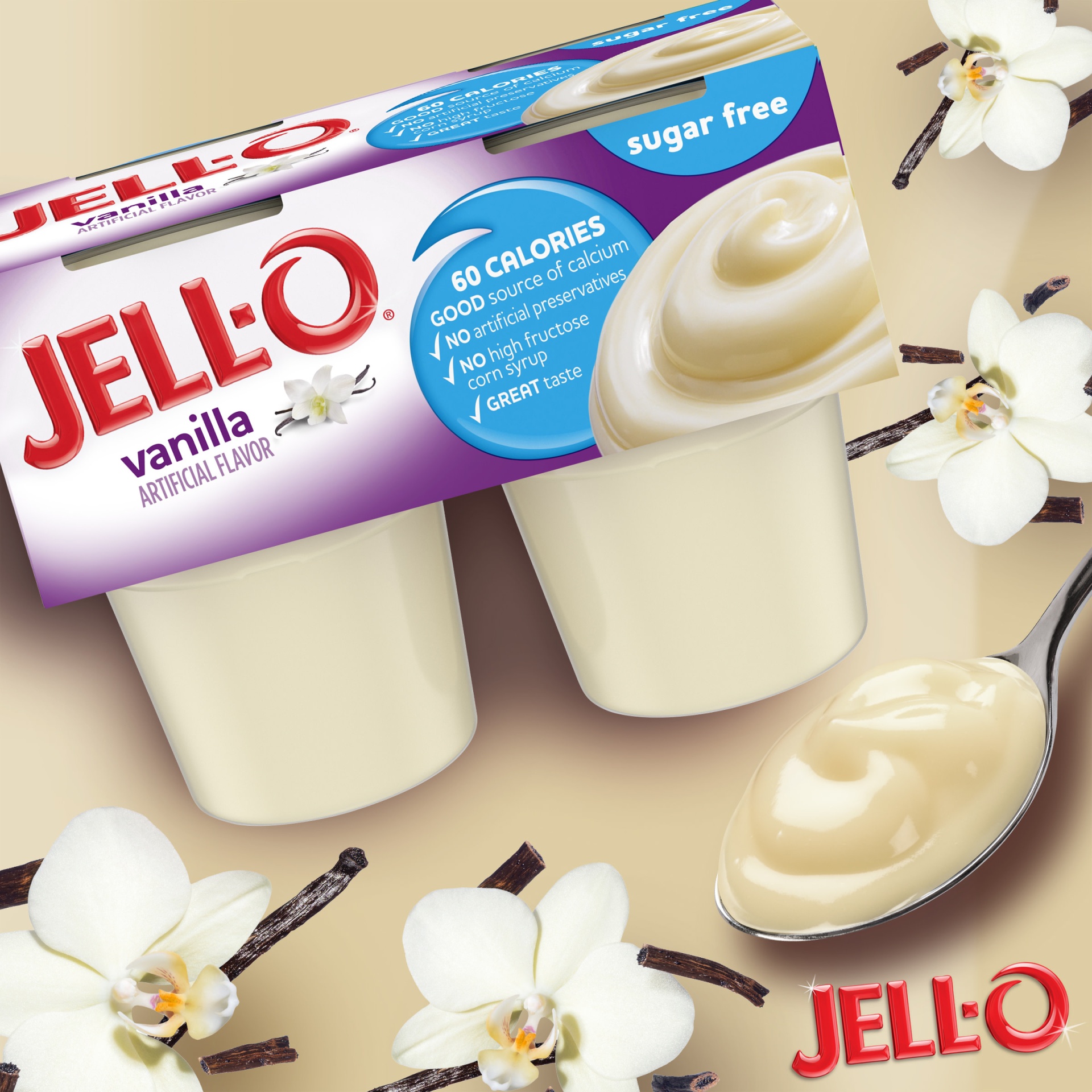 slide 7 of 7, Jell-O Vanilla Sugar Free Ready-to-Eat Pudding Cups Snack Cups, 4 ct; 14.5 oz