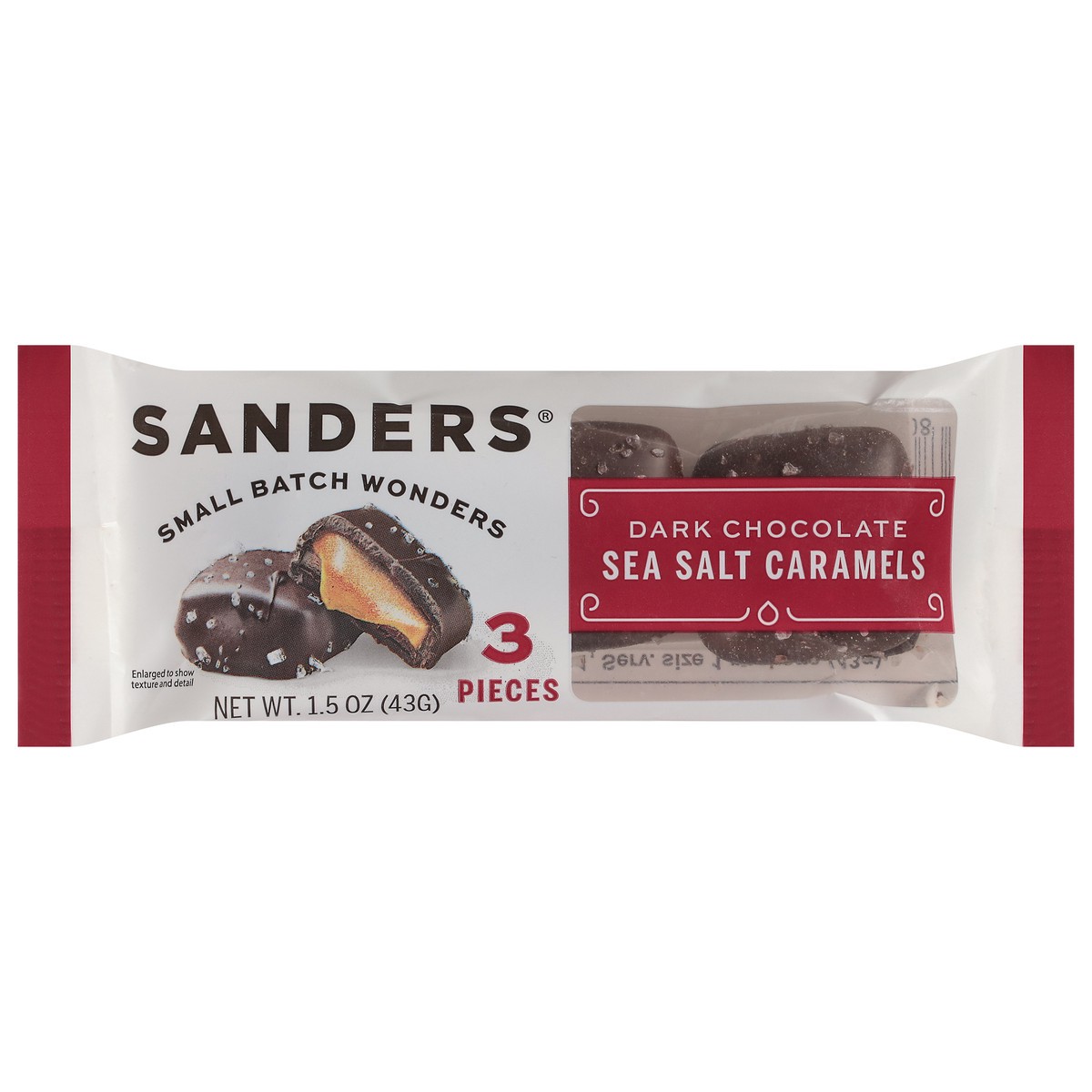 slide 1 of 9, Sanders Dark Chocolate Sea Salt Caramels 3 ea, 1.5 oz