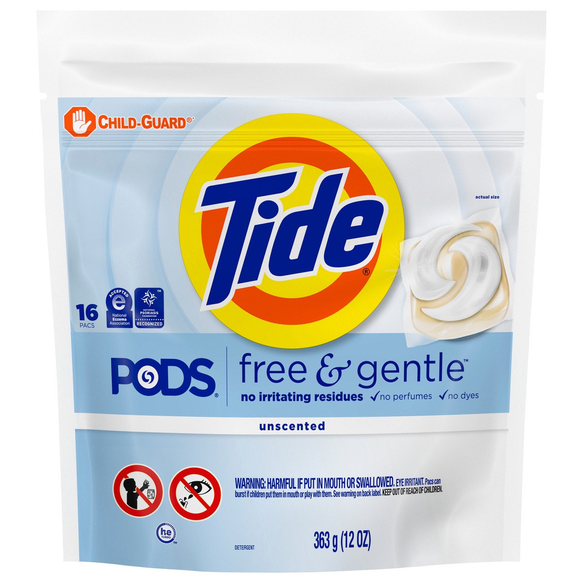 slide 1 of 3, Tide PODS Free & Gentle Laundry Detergent Soap Pacs, 16 Count, Tide PODS Laundry Detergent, Laundry Detergent Pacs, Laundry PODS Detergent, 16 ct