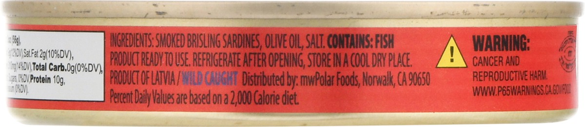 slide 3 of 9, MW Polar Brisling Smoked Sardines in Olive Oil 4.23 oz, 4.23 oz