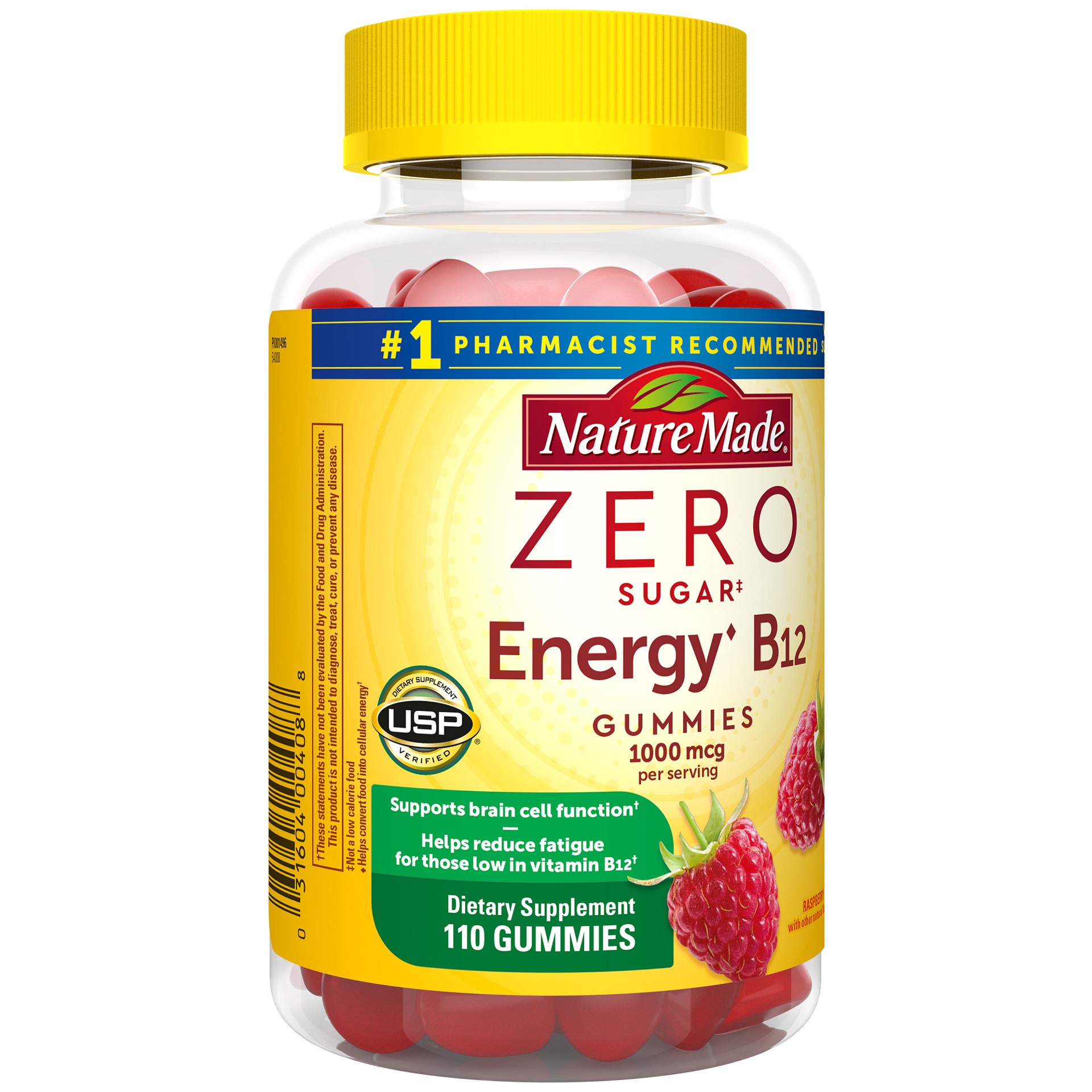 slide 7 of 8, Nature Made Zero Sugar Energy Vitamin B12 Gummies, Sugar Free Gummies, 110 Count, 110 ct