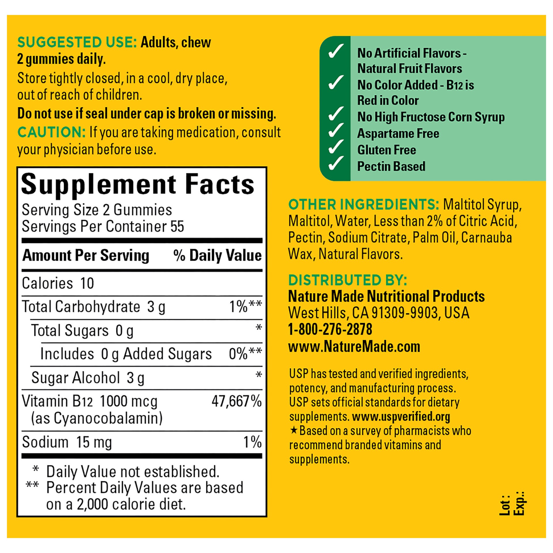 slide 3 of 8, Nature Made Zero Sugar Energy Vitamin B12 Gummies, Sugar Free Gummies, 110 Count, 110 ct