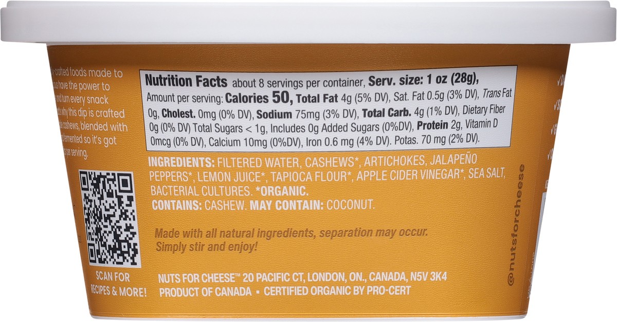 slide 12 of 13, Nuts for Cheese Creamy Artichoke & Jalapeno Cashew Dip 7.4 oz, 7.4 oz