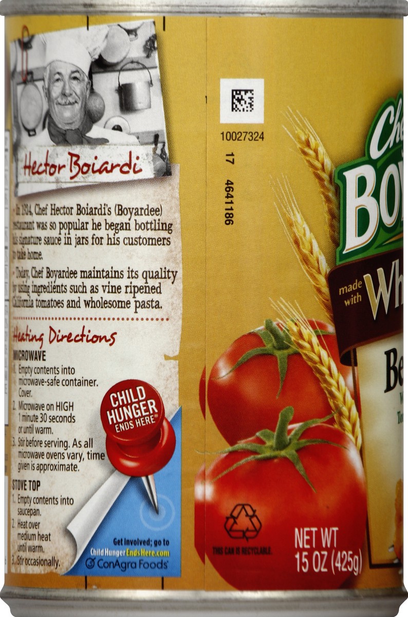 slide 3 of 6, Chef Boyardee Whole Grain Pasta Beefaroni in Tomato Sauce, 15 oz