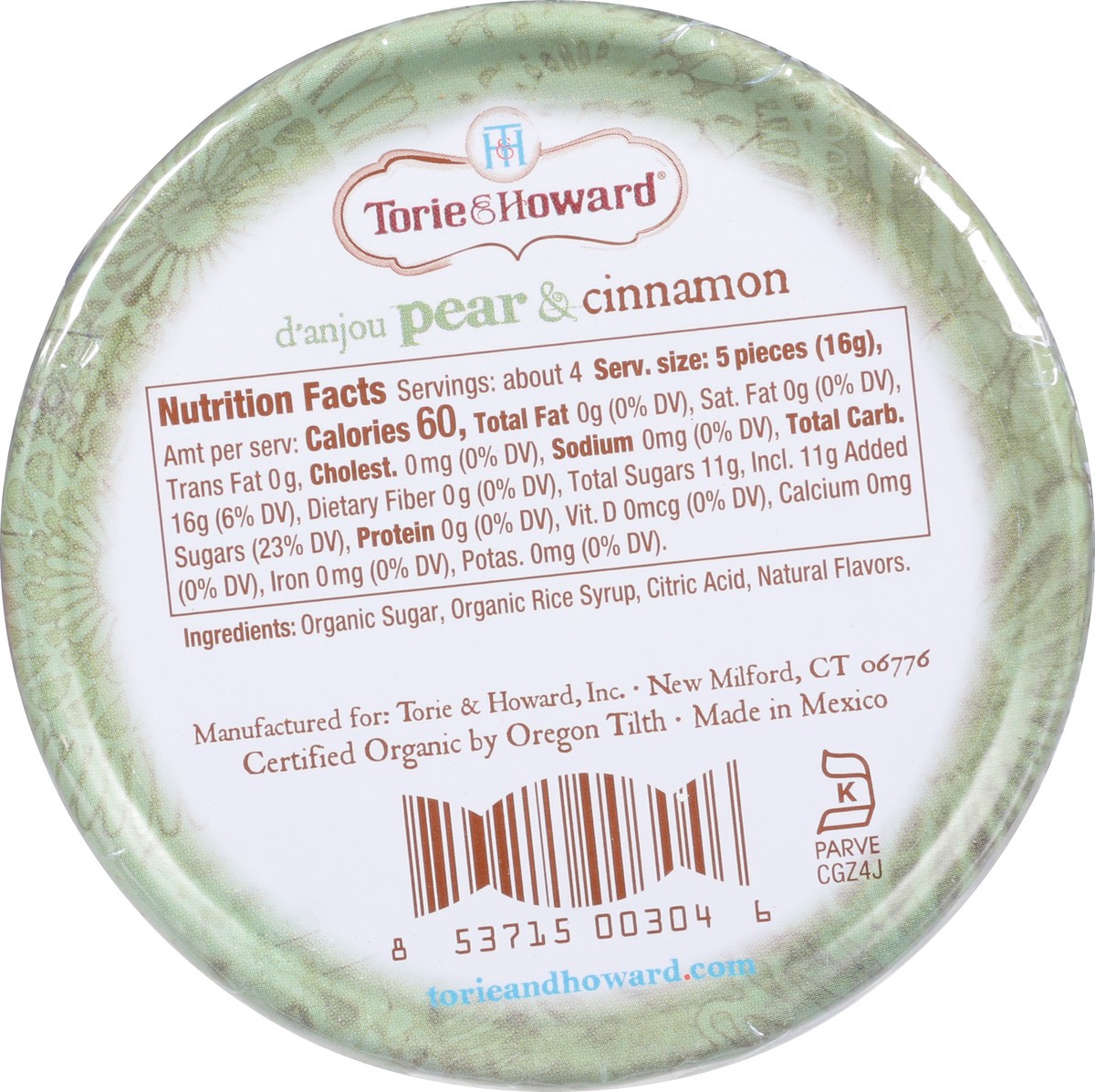 slide 5 of 12, Torie & Howard Organic D'Anjou Pear & Cinnamon Hard Candy 2 oz, 2 oz