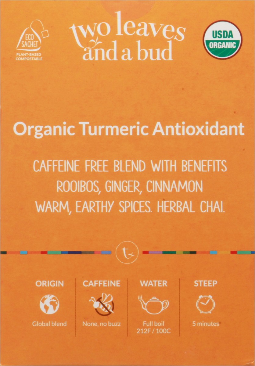 slide 2 of 12, Two Leaves and a Bud Tea Sachets Herbal Blend with Rooibos Organic Turmeric Antioxidant Tea 15 ea, 15 ct