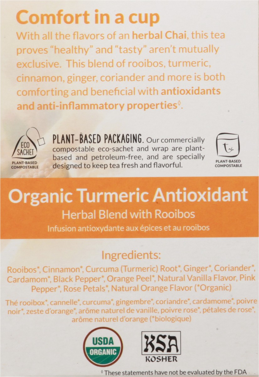 slide 3 of 12, Two Leaves and a Bud Tea Sachets Herbal Blend with Rooibos Organic Turmeric Antioxidant Tea 15 ea, 15 ct