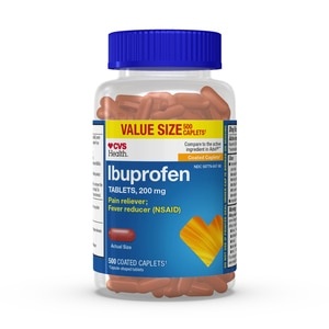 slide 1 of 1, CVS Health Coated Ibuprofen Caplets (Capsule-Shaped Tablets), 200 Mg, Pain Reliever And Fever Reducer. 500 Ct, 500 ct