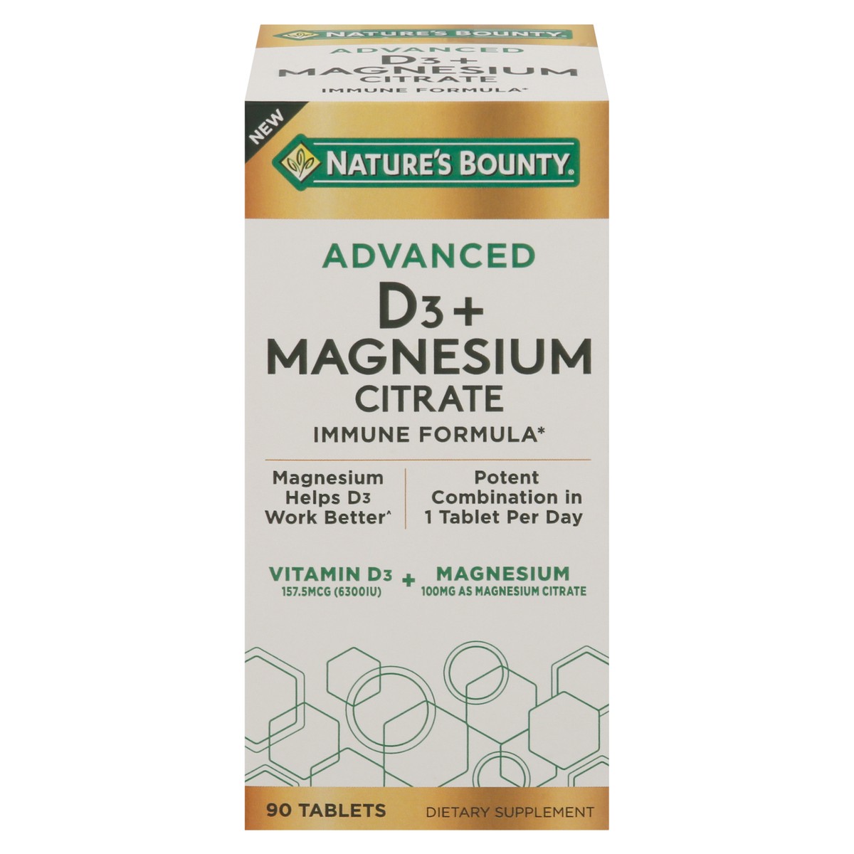 slide 5 of 10, Nature's Bounty Nature''s Bounty Advanced Vitamin D3 with Magnesium Citrate, Immune and Bone Supplement Tablets, 6300 IU + 100mg, 90 ct