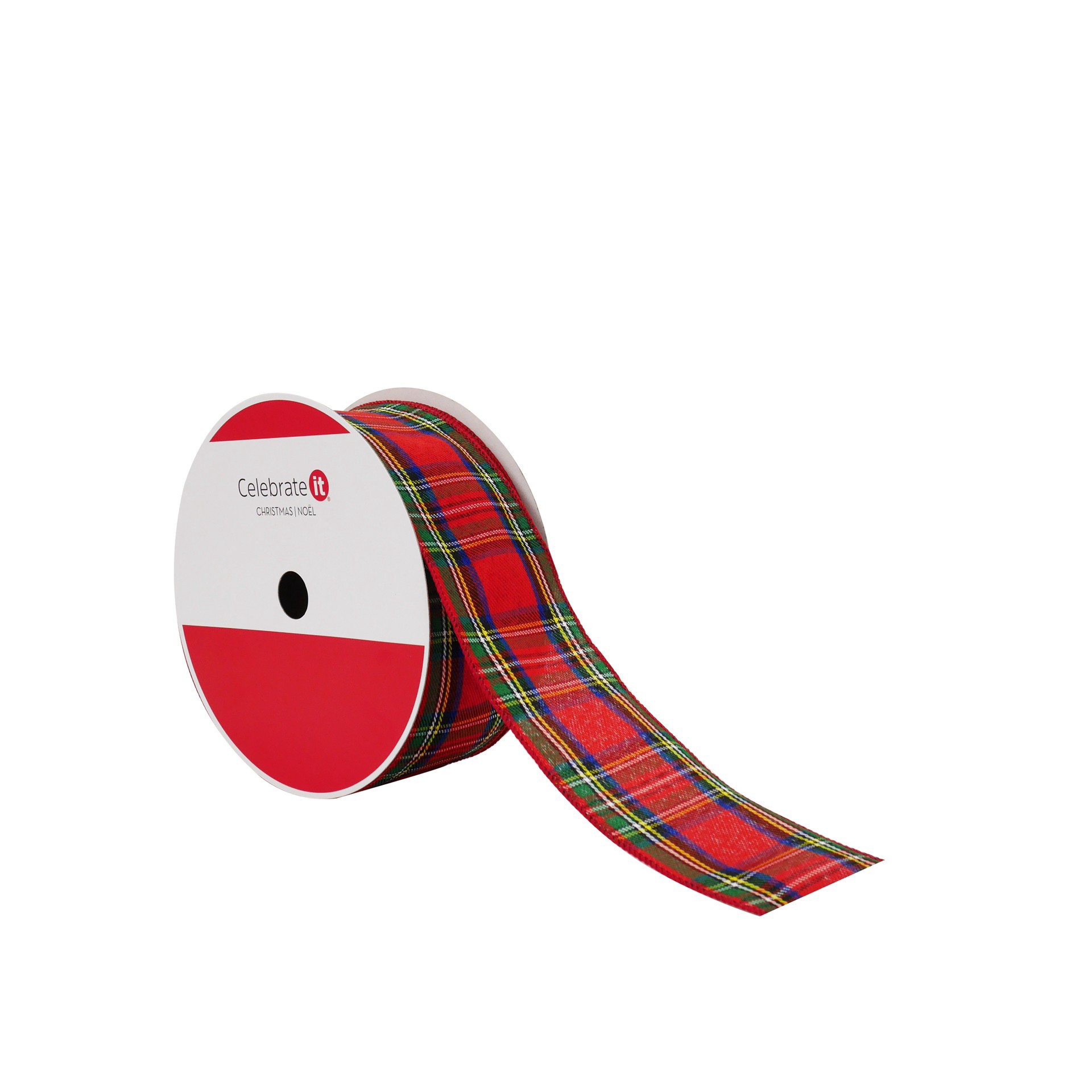 slide 3 of 3, 2.5" X 80ft. Red Tartan Wired Jumbo Ribbon By Celebrate It, 2.5 in x 80 ft
