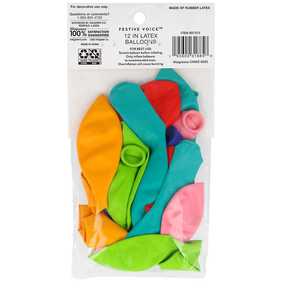 slide 3 of 3, Festive Voice Latex Balloons 12 in, 15 ct